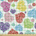 thumbnail image 2 of Romantic Fabric by the Yard, Ornamental Heart Shapes of Inner Floral Swirly Leaves Flowers Ethnic Love Motif, Decorative Upholstery Fabric for Chairs & Home Accents, Multicolor by Ambesonne, 2 of 5