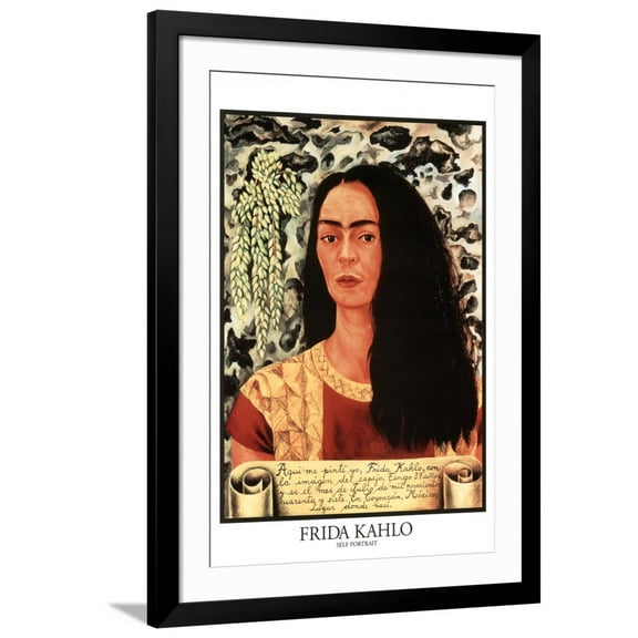 Art.com Frida Kahlo (Self Portrait) Art Print by Frida Kahlo, Black Frame Wall Art, 32" x 44"