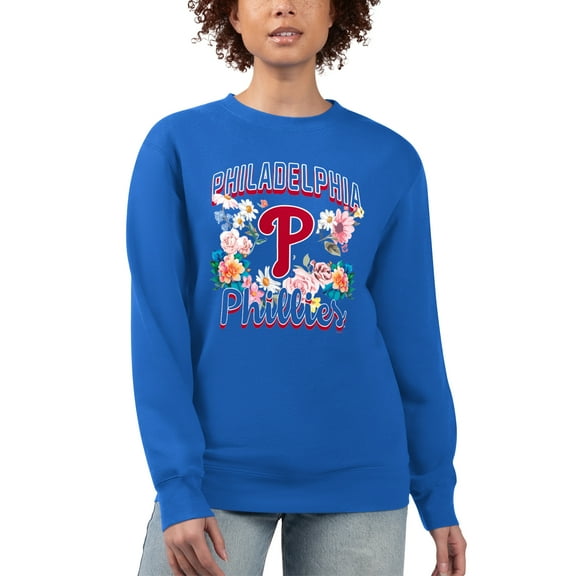 Women's G-III 4Her by Carl Banks Royal Philadelphia Phillies Flowers Graphic Pullover Sweatshirt