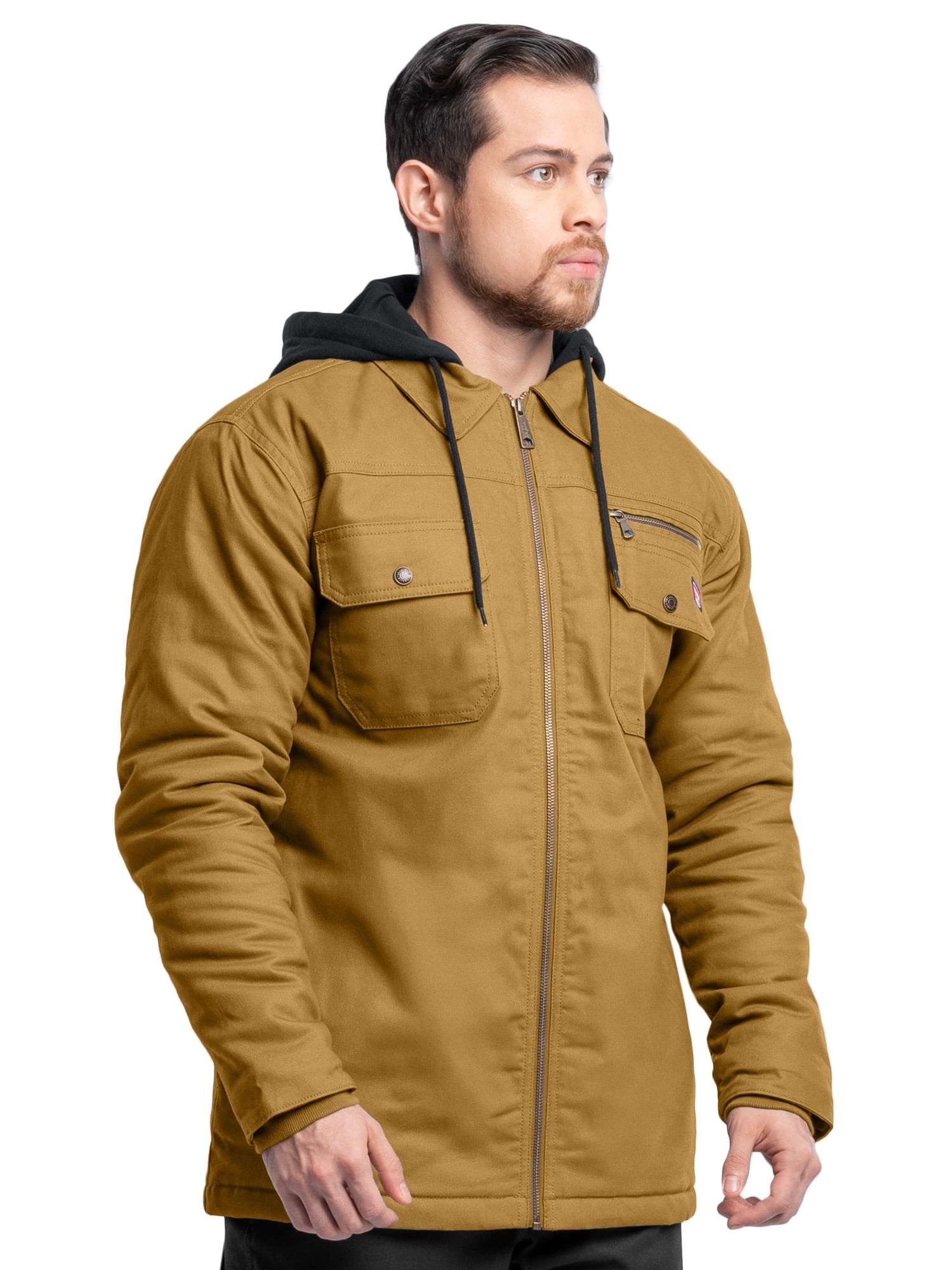Wrangler Workwear Men's Quilted Lined Work Shirt Jacket with Hood, Size S-5XL (Men's and Big Men's)