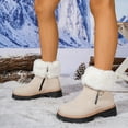 thumbnail image 4 of Lovzfmll Winter Boots for Women, Plus Size Faux Fur Ankle Low Heel Winter, Low Heel Round Toe Snow Booties Warm Casual Beige Boots, 4 of 9