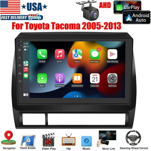 9 Inch Android 12 Car Stereo for Toyota Tacoma Radio 2005-2013 with Apple CarPlay Android Auto Car Radio Touchscreen Support GPS Navigation | WiFi Connection | Backup Camera | HiFi RDS BT