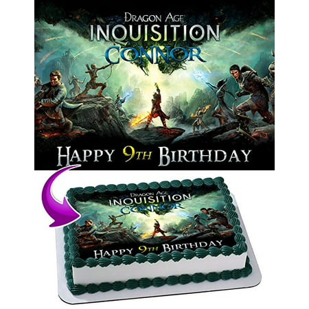 Dragon Age Inquisition Edible Image Cake Topper Personalized Birthday 1/4 Sheet Decoration Custom Sheet Party Birthday Sugar Frosting Transfer Fondant Image Edible Image for (Best Party In Dragon Age Inquisition)