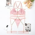thumbnail image 4 of Sexy Pu Leather Strappy Underwire Garter Belt Lingerie Set, 4 of 5