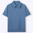 thumbnail image 5 of Fnnxeal Mens Polo Shirts Solid Zipper Casual Short Sleeve Collared Summer Polo Blue Shirts for Men Size M, 5 of 6