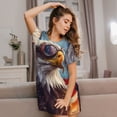 thumbnail image 3 of Vsdgher Motif Pilote Aigle Chauve Chemise de Nuit à Manches Courtes Col Rond Mignonne Robe de Nuit Confortable, 3 of 6