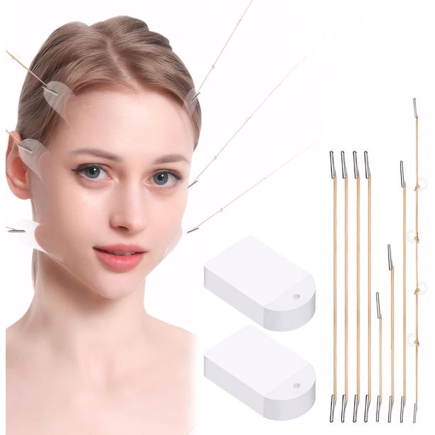 juego de cintas faciales para levantar la cara incluye 80 unidades de cinta de elevación facial invisible + 8 cuerdas de tracción en 5 tamaños, herramientas de levantamiento de maquillaje