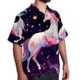 thumbnail image 2 of Starry Unicorn Men's Button Down Spread Collar Casual Printed Short Sleeve Summer Beach Unisex Shirts, 2 of 6