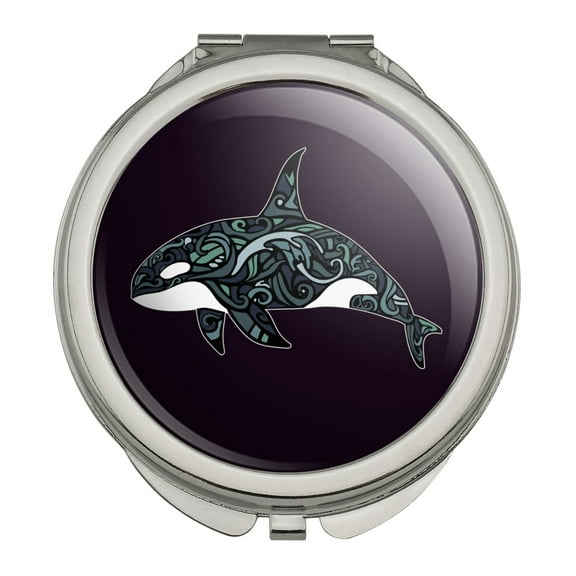 Killer Whale Orca with Waves Compact Travel Purse Handbag Makeup Mirror