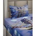 thumbnail image 2 of Ambesonne Nautical Fitted & Top Sheet Set with Sham, Model of a Ship with Sails, Blue and Brown, 2 of 4