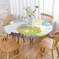 thumbnail image 3 of Green and Blue Pioneer Flower Pattern Round Fitted Tablecloth with Elastic Edge,Dining Table Cover Waterproof,Outdoor Round Tablecloth for Camping,Dining,Indoor and Outdoor, 3 of 7
