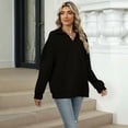 thumbnail image 6 of Female -Shirts Long Sleeve Banded Bottom Tops Business Casual Tops Collared V Neck Blouses Black L, 6 of 9