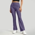 thumbnail image 3 of MXUIKV Leggings Pants for Women Slim Fitted Micro Flare Stretchy Elastic High Waist Yoga Trousers(Small,Purple), 3 of 5