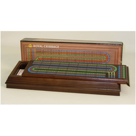 - Worldwise Imports Walnut Stained Cribbage Box, 3-Track