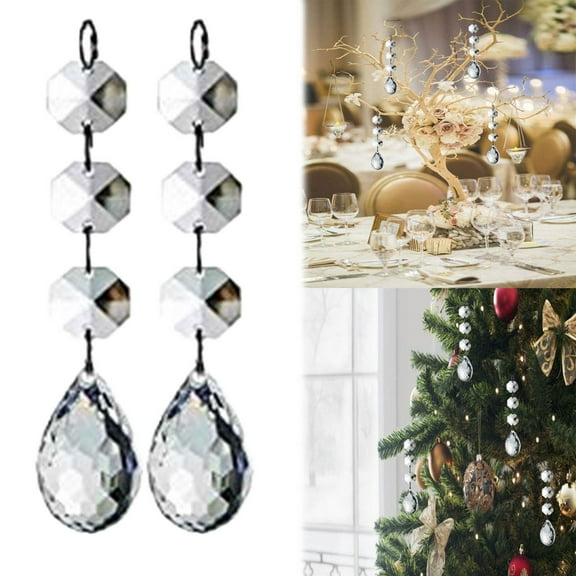 Christmas Ornaments Clearance! Christmas Decorations Ornaments Christmas Tree Decorations Hanging for Centerpieces Acrylic Chandelier Garland Gem Beads Made Clear