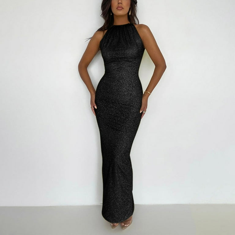 Glamorous Black Glitter Collar Sequined Party Dress Glamorous Black Glitter Collar Sequined Party Dress
