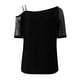 thumbnail image 5 of Blusa casual para mujer Camiseta estampada Malla Fuera del hombro Patchwork Manga corta Tops Pompotops  hkajfhjk473676, 5 of 5