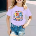 thumbnail image 2 of Hwmodou Girls Kids 100 Days Of School Print Crewneck Loose Short Sleeve Spring T-Shirts Simple Fashion,3-13Y, 2 of 4