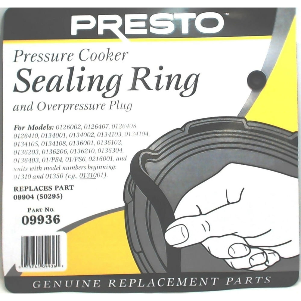 presto 09936 pressure cooker sealing ring/overpressure plug pack