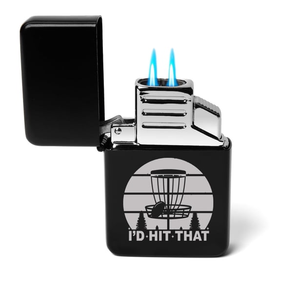 Dual Flame Torch Lighter I'd Hit That Funny Disc Golf (Black)