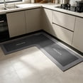thumbnail image 4 of L Shaped Kitchen Mat, Non-Slip Absorbent Floor Rug for Sink Counter, Corner Bathroom Mat with Memory Foam Cushion, Black, by Zovey, 4 of 6