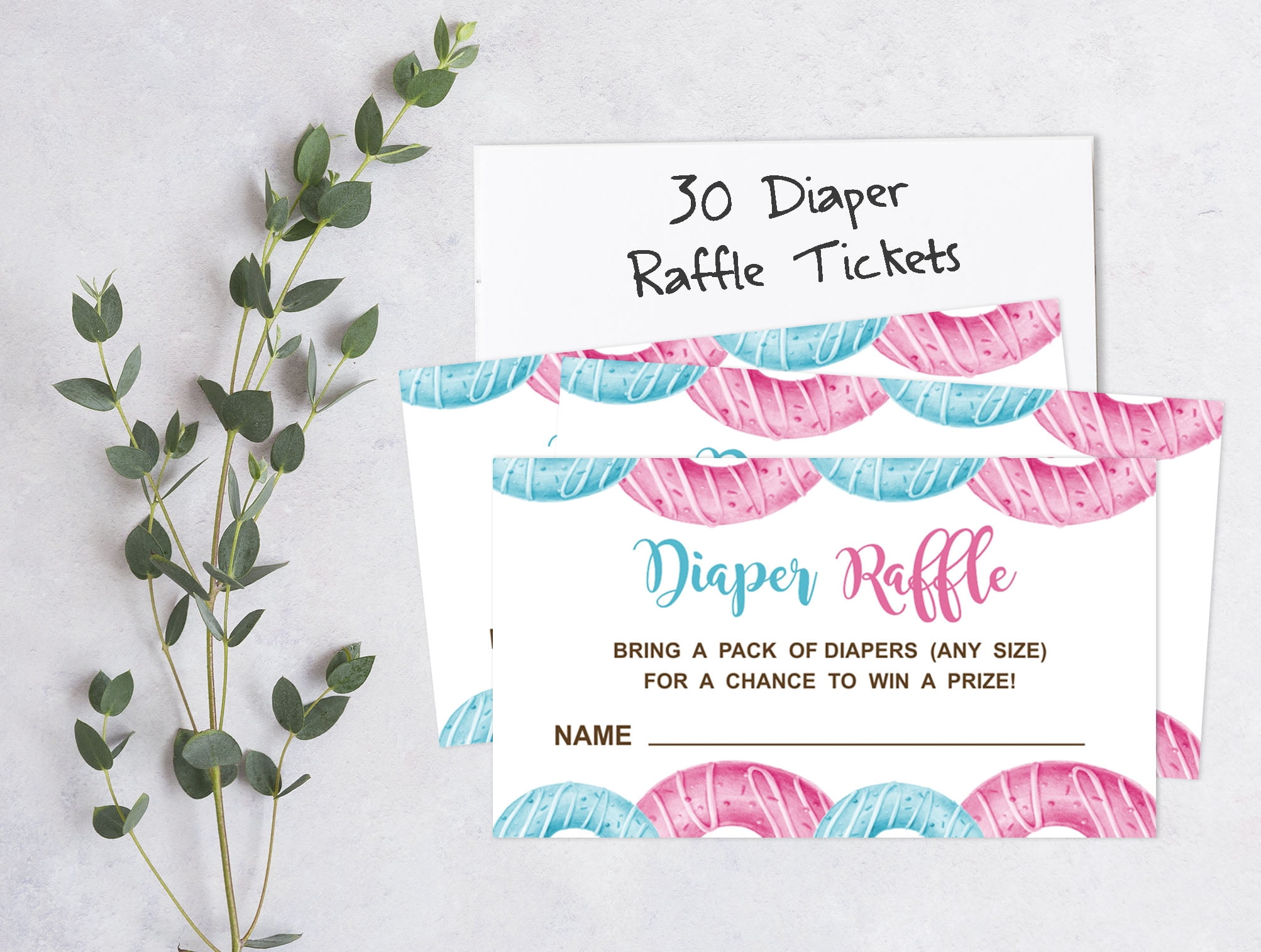 Inkdotpot Set Of 30Donuts Baby Shower Invitations-Diaper Raffle Tickets And Baby Shower Book Request Cards He Or She Gender Reveal Invites Its A Boy Its A Girl