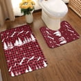 thumbnail image 2 of Honeii Christmas Tree Buffalo Plaid Pattern Bathroom Anti-Skid Pad Bathroom Mat Vintage Seamless Pattern Not-Slip Toilet Rug Set, 2 of 6