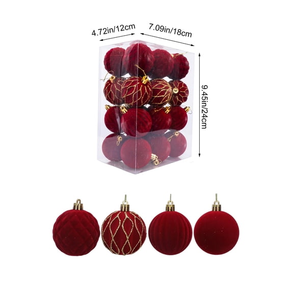 24 Pcs Velvet Christmas Balls, 2.36in Flocked Christmas Tree Ball Ornaments, for Weddings, Engagements, Anniversaries, Parties, Wine
