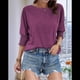 thumbnail image 5 of Blusa Tipo Túnica Informal con Cuello Redondo y Ligera para Mujer, Color Rojo Vino M, 5 of 6