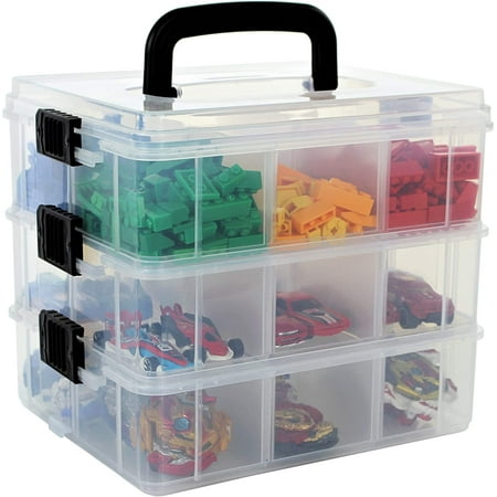 Bins & Things Toy Organizer With 18 Adjustable Compartments Compatible with Calico Critter, Hot Wheels, Lego Storage Organizer