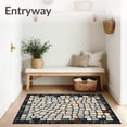 thumbnail image 3 of ODIKA 6'x9' Machine Washable Non-Slip Area Rug, Zen Stone Mosaic with Cobblestone Inspired Boho Geometric Motifs High Traffic Rug, Beige, 50046, 3 of 7