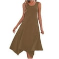 thumbnail image 2 of JMKQLZ Robes pour Femmes Sans Manches Col Rond avec Cordon de Serrage Robe Décontractée à Volants Ligne A Mini Robe, 2 of 8