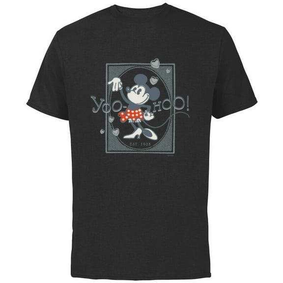 Disney 100 Minnie Mouse Yoo-Hoo! Est 1928 Vintage D100 - Short Sleeve Cotton T-Shirt for Adults - Customized-Black