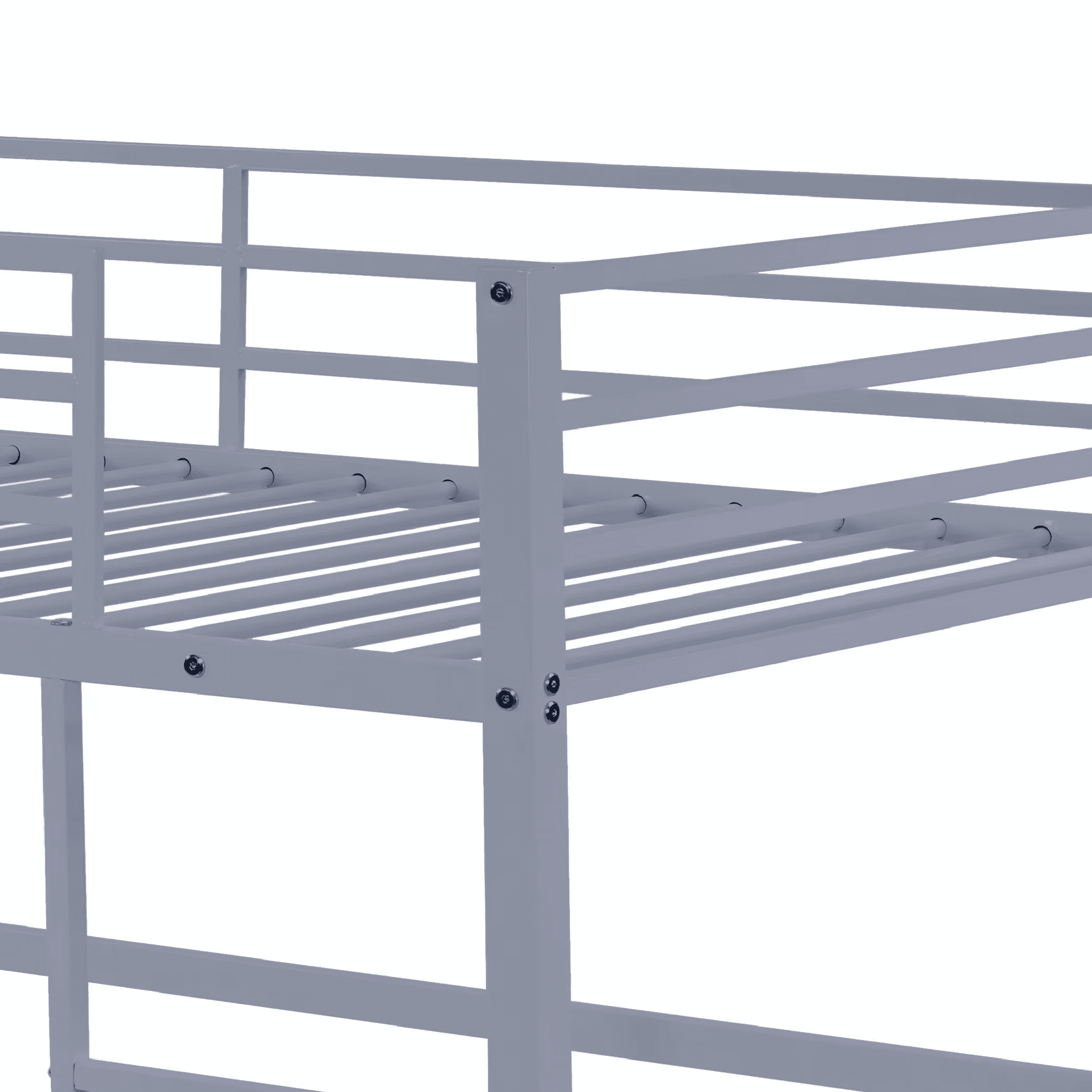 MAYEERTY Twin Size Metal Loft Bed with Safety Guard Rails & Flat Ladder, Bed Frame for Kids Teens Adults, Gray