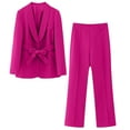 thumbnail image 1 of Yuyuzo Womens Two Piece Outfits Solid Color Blazer Jacket Wide Leg Pants Suit Set Business Casual Work Clothes, 1 of 6