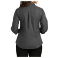 thumbnail image 2 of Yellow Rooster Women's Ladies 3/4-Sleeve Carefree Poplin Shirt Graphite L, 2 of 5