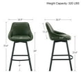 thumbnail image 4 of Zesthouse 25.6" Swivel Counter Height Bar Stools Set of 2, Modern Counter Height Chairs with Backs and Metal Legs, Upholstered Faux Leather Barstools for Kitchen Island, Green, 4 of 10