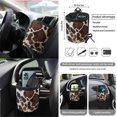 thumbnail image 5 of Yuyamidu Brown Cow Print Car Seat Cover 15 PCS Auto Front Back Seat Cover Steering Wheel Cover Seat Belt Pads Trash Bin Mount Phone Holder Rearview Mirror Cover Cup Holder Keychains Wristlet Strap, 5 of 7