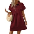 thumbnail image 1 of Vestido Acelit Primavera-Verano con cuello de solapa para mujer, rojo XL, 1 of 4