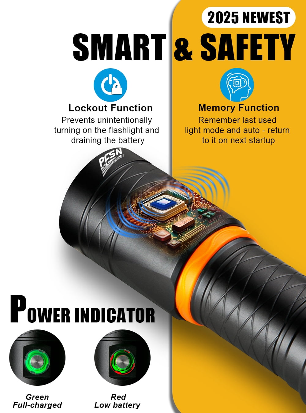 PFSN DF35B 3500 Lumen Scuba Dive Light, IPX68 Waterproof, USB Rechargeable Diving Flashlight, Black