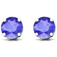 thumbnail image 4 of Paris Jewelry 18k White Gold Plated 2ct Created Amethyst, Tanzanite & Aquamarine Round Stud Earrings, 4 of 6