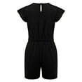 thumbnail image 4 of dPois Girls Casual Jumpsuits Rompers Ruffle Sleeve Romper Shorts with Pockets Summer One Piece Black 6, 4 of 7