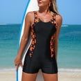 thumbnail image 4 of Oplxuo Womens Boyleg One Piece Athletic Swimsuits with Shorts Sport Bathing Suit Racerback Swimwear Teens Girl, 4 of 6