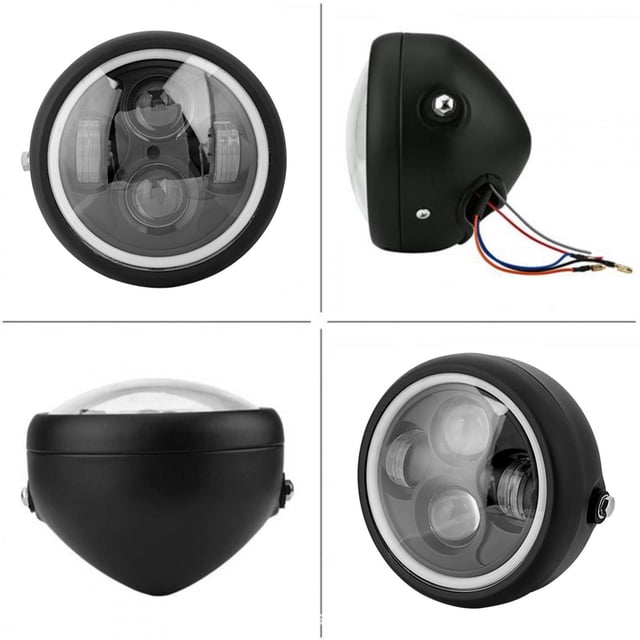 Faro LED, estilo retro, faro universal para motocicleta, faro para motocicleta, eficiencia óptima