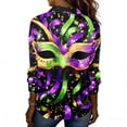 thumbnail image 6 of Mardi Gras Shirt for Women Long Sleeve Carnival Party Button Down Tops Spring Funny Graphic Party Blouse (Dark Green, 2XL), 6 of 6