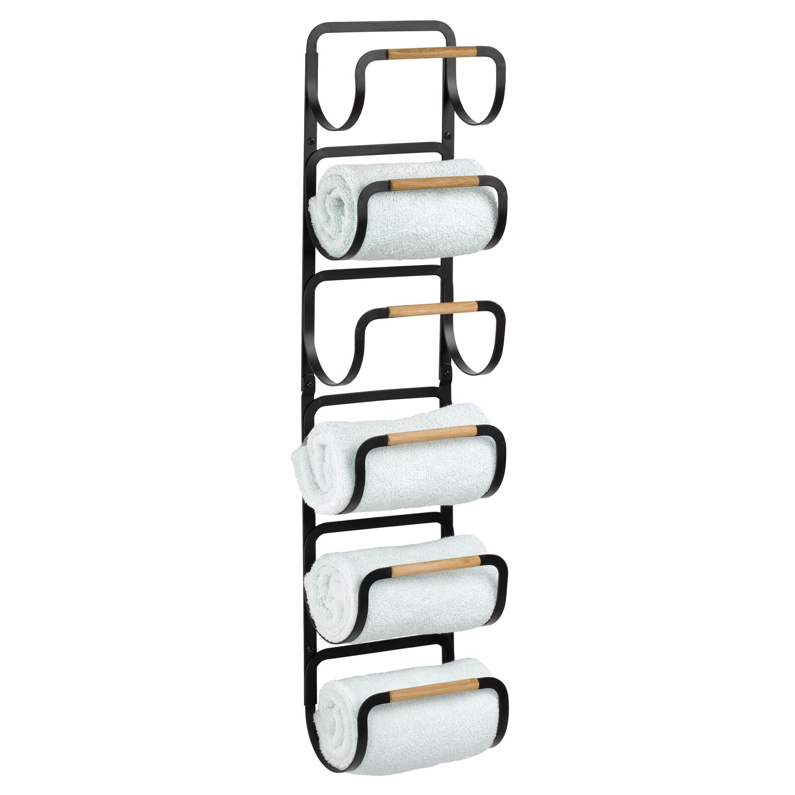 mDesign Wall Mount Towel Storage Rack for Bathroom 6Tier Hanging
