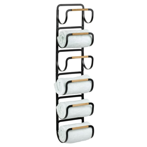mDesign Wall Mount Towel Storage Rack for Bathroom 6Tier Hanging