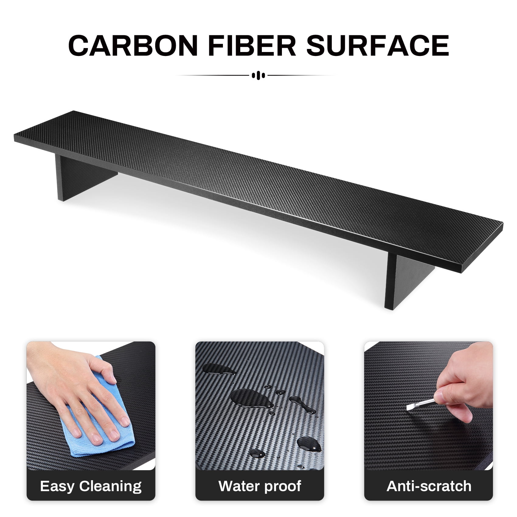 EUREKA ERGONOMIC Dual Monitor Stand - Adjustable Legs, Dual Monitor Riser, Carbon Fiber Computer Monitor Stand, Desktop Organizer, Monitor Stand Riser for PC, Computer, Laptop (Black)