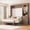 Brown, variant on Euroco Wood Queen Size Murphy Bed with Storage Shelves, Convertible Wall Bed with Drawers and Open Wardrobe, Convertible Bed with Dresser and LED Light, No Box Spring Needed, White