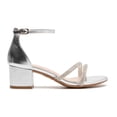 thumbnail image 3 of Women's Open Toe Ankle Strap Low Block Chunky Heels Sandals Silver Size 5, 3 of 7